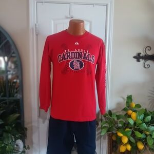 Majestic St. LOUIS  Cardinals LS Cotton Graphic Tee Size Medium